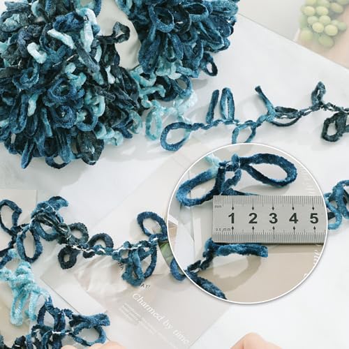 51y00xiln4l.jpg HOMBYS Soft Blue Tie Dye Velvet Loop Yarn, 6 Pack (9.8 yds Each)