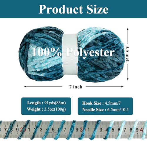 51yg971xmal.jpg HOMBYS Soft Plush Baby Blanket Yarn for Knitting and Crocheting, Blue Tie Dye (8x91yds, 8x100g) | HOMBYS Fluffy Velv