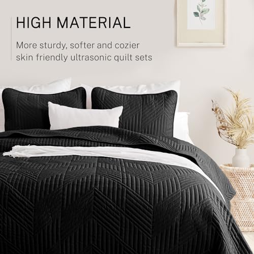 51yyz 5reml.jpg Exclusivo Mezcla California King Quilt Lightweight Black Bedding Set for Year-Round Comfort (1 Quilt and 2 Pillow Shams)
