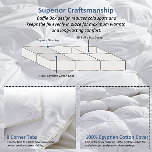 51ygjqocngl.jpg Luxurious All-Season Goose Down Feather Fiber Comforter for Twin Bed, Exquisite Pinch Pleat Design, 100% Egyptian Cotton