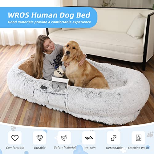 51ylpu4rdnl 1.jpg Orthopedic Dog Bed for People and Pets - 71''x45''x12'', Washable Faux Fur, Grey Napping Dog Bed - 71''x45''x12'', Was