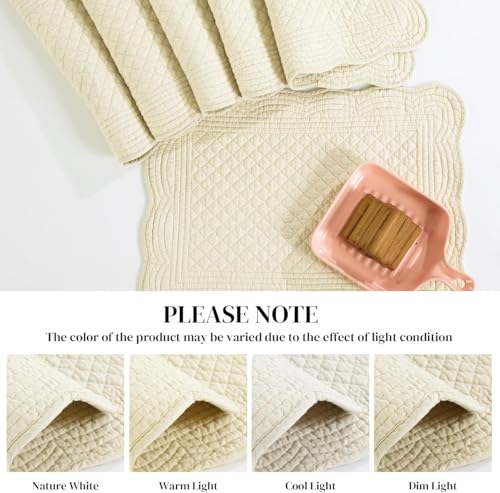 51ywukw6xol.jpg HOMBYS Quilted Placemats Set of 8 for Kitchen Table Washable Rectangular Cotton Placemats (Flax) OEKO-TEX STANDARD 100