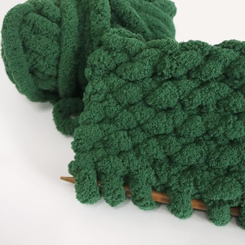 51z4ynpmsxl 2.jpg Dark Green Super Bulky Chenille Yarn for Hand Blanket Crocheting/Knitting | Super Soft Plush Dark Green Chenille Yar