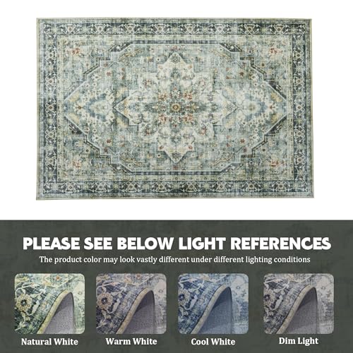 51zpeqt7xll.jpg Hombys 9x12ft Vintage Area Rug for Living Room & Bedroom, Large Boho Floor Carpet with Non-Slip Backing, Traditional Hom