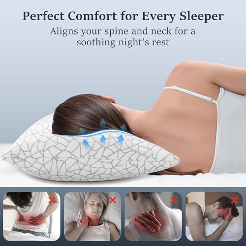 51zykch yyl.jpg COZSINOOR Side Sleeper Pillows Queen Size Set of 2 for Back and Stomach Sleepers - Crescent Adjustable Shredded Memory F