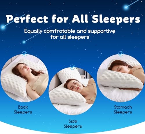 51zyz5yidgl 2.jpg Cooling Side Sleeper Pillow for Neck and Shoulder Pain Relief Luxury Shredded Memory Foam Curved Bed Pillows Set of 1- A