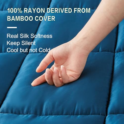 51znc4eiiel 1.jpg Cooling 100% Rayon Derived from Bamboo Queen Size Comforter for Hot Sleepers, Down Alternative Comforter with 8 Corner T