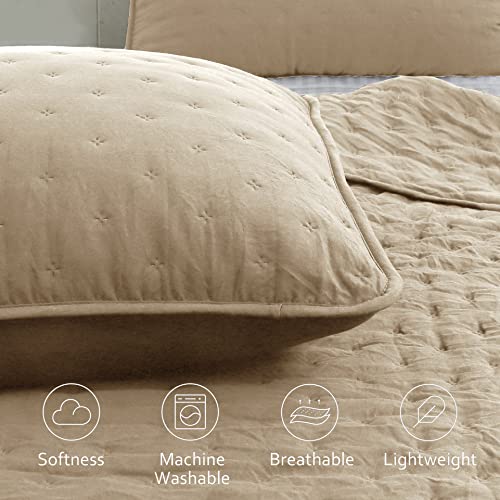51zrbpxmxl.jpg ROARINGWILD Oversized King Quilt Sets for Men and Women, Beige California King Size Lightweight Soft Bedding, Tan Cream