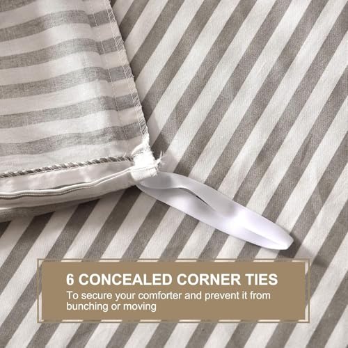 51a6suffm9l.jpg JELLYMONI 100% Natural Cotton Queen Size Striped Duvet Cover Sets with Zipper Closure & Corner Ties JELLYMONI 100% Natur