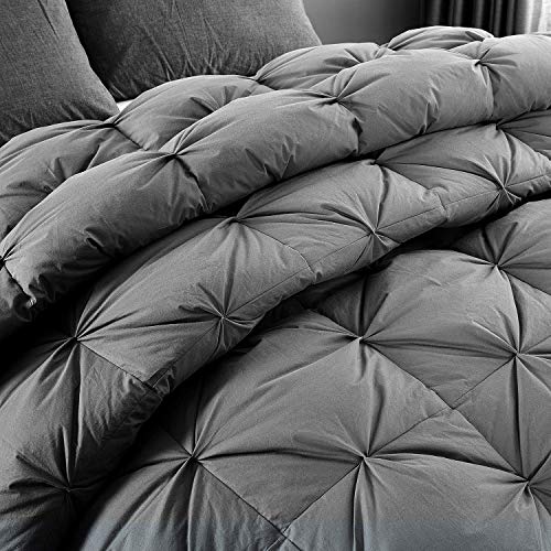 51abzwifunl 13.jpg HOMBYS Premium Feather and Down Comforter for Queen Size Grey Sleepers | HOMBYS 90x90 Pinch Pleat Duvet Insert with