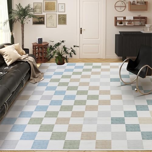 51aqctg0xel.jpg HOMBYS 9x12ft Checkered Area Rug for Living Room and Bedroom, Multi-Color Checkerboard Carpet for Indoor Use, Non-Sheddi
