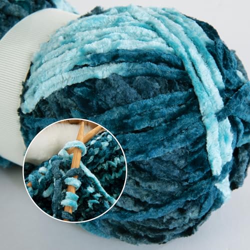 51aqd8gluel.jpg HOMBYS Soft Plush Baby Blanket Yarn for Knitting and Crocheting, Blue Tie Dye (8x91yds, 8x100g) | HOMBYS Fluffy Velv