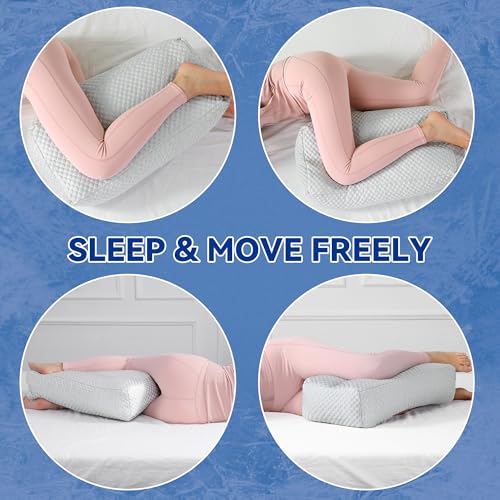 51ajslqlm l 3.jpg Cooling Knee Pillow for Side Sleeper | Extra Long Leg Pillow for Side Sleeping | Shredded Memory Foam Side Sleeper
