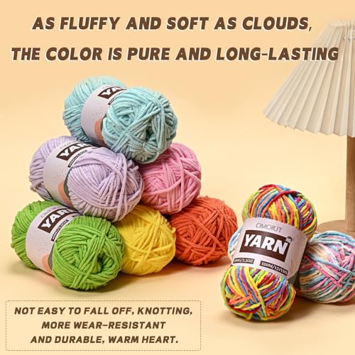51akhd2mxl 2.jpg Plush Chenille Chunky Crochet Yarn for Soft Blankets and Crafts (Orange, 100g/131yd) | Velvet Yarns for Baby Crochet