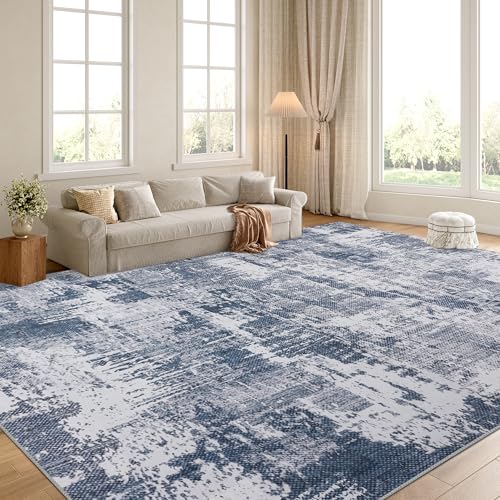 51avz2dgo7l 1.jpg HOMBYS 6x9 ft Light Blue Abstract Area Rug for Living Room and Bedroom Indoor Use, Modern Home Deco with Non-Slip Backin