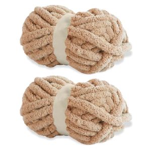 Chenille Yarn for Chunky Hand Knit Blankets, Soft & Shaggy, 2 Skeins