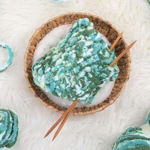 51bpswg85cl.jpg HOMBYS Super Bulky Plush Big 8 Pack Tie Dye Chunky Chenille Yarn for Arm Knitting | Fluffy Soft Jumbo Crocheting Che