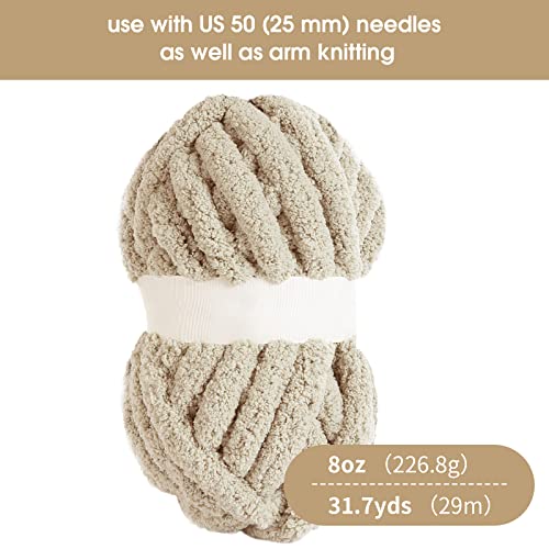 51cj32qmnql 2.jpg HOMBYS Super Bulky Big Yarn for Chunky Blanket, Fluffy Soft Jumbo Yarn with Circular Needle & Crochet Hook | HOMBYS