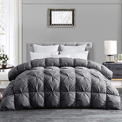 51cuw82lzkl 13.jpg HOMBYS Premium Feather and Down Comforter for Queen Size Grey Sleepers | HOMBYS 90x90 Pinch Pleat Duvet Insert with