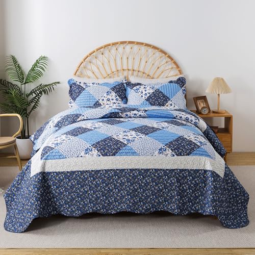 51d2we9oql 1.jpg HoneiLife California King Quilt Blue HoneiLife All Season Use Extra Large Quilt Blue HoneiLife Reversible Coverlet Micro