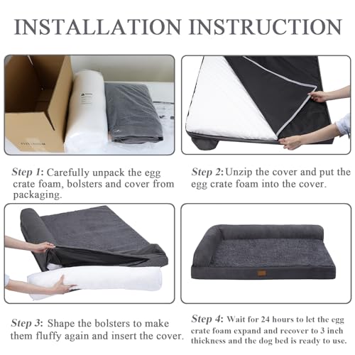 51d481f0zil.jpg Sheepping Grey Washable Orthopedic Dog Bed Couch for Crate Sofa Sheepping Grey Waterproof Removable Cover Fluffy Dog Bed