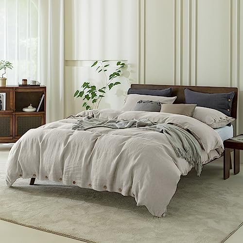 51d97plc7dl.jpg EVERLY 100% Pure Linen Duvet Cover Set Queen Size for Hot Sleepers EVERLY Soft and Breathable Linen Duvet Cover Set Quee