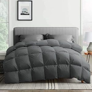 Puredown Goose Feather Comforter, Dark Grey, Full/Queen Size