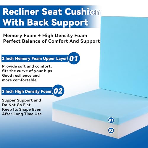 51e7 k61f6l.jpg HOMBYS Memory Foam Recliner Seat Cushion for Elderly with Back Support | HOMBYS Non-Slip Chair Pad to Reduce Back & Nec