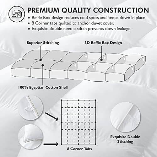 51eandzflel 1.jpg Luxurious Queen Size Goose Down Fiber Waterfowl Feather Fiber Comforter Duvet for Restful Sleep, 100% Egyptian Cotton Co
