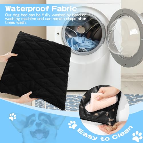 51el1or20dl 3.jpg HOMBYS Pee Proof Indestructible Dog Bed for Crate: Chew Proof Durable Large Pad for Aggressive Chewers, Fleece Black, 18
