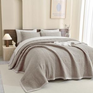 Sanracie Oversized King Bedspread 100% Cotton Waffle Weave Quilt for All Seasons | Sanracie Oversized King Bedspread
