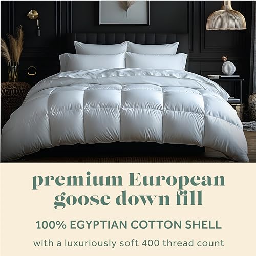 51f3ci0opcl 1.jpg ComfyDown Goose Down White Comforter - Premium 100% Egyptian Cotton Cover King Size - All Season Washable Duvet Insert w