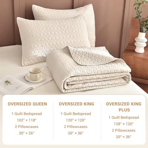 51f7b7pvuxl.jpg Sanracie Oversized King Quilt Bedding 128"x120" Lightweight Soft 100% Cotton Cal King Quilt Coverlet Set Wheat Colored f