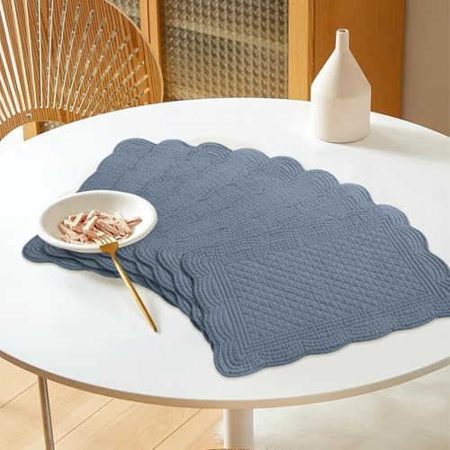 51frieg519l.jpg HOMBYS Quilted Placemats Set of 4 for Kitchen Table - OEKO-TEX STANDARD 100 | Hombys Washable Rectangular Placemats 100