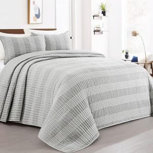 HOMBYS All Season Bohemian Home Bedding Decor 132x120 Seersucker Patchwork Oversized King Quilt Set | HOMBYS Lightwe