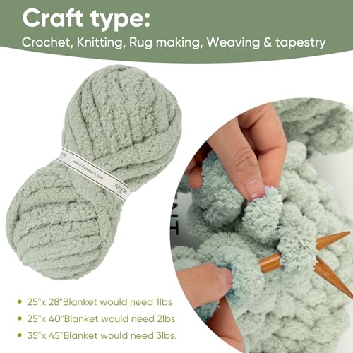51fit0zy9zl.jpg Jumbo Sage Green Chunky Chenille Yarn for Hand Knitting | Super Bulky Sage Green Chenille Yarn for Crocheting and Kn