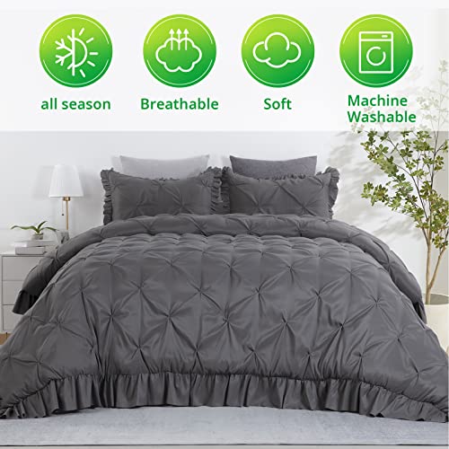 51fwijxeyjl.jpg HOMBYS Ultra Soft Oversized King Comforter Set for All Season Sleepers | HOMBYS Dark Grey Pinch Pleat Comforter with