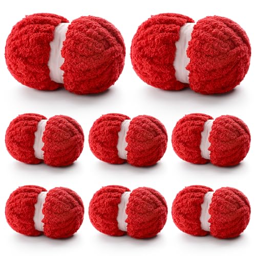 51fyq4gd8wl.jpg Big Red 8 Pack Chunky Yarn for Hand Knitting | Super Bulky Jumbo Big Red Chenille Yarn for Crocheting | Big Red 61.