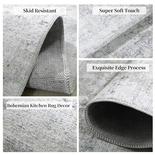 51g69kr1dl.jpg HOMBYS Washable Non Slip Kitchen Rugs Set of 3 Brown for Floor Absorbent Soft Low Pile Mats for Kitchen Sink Laundry Was