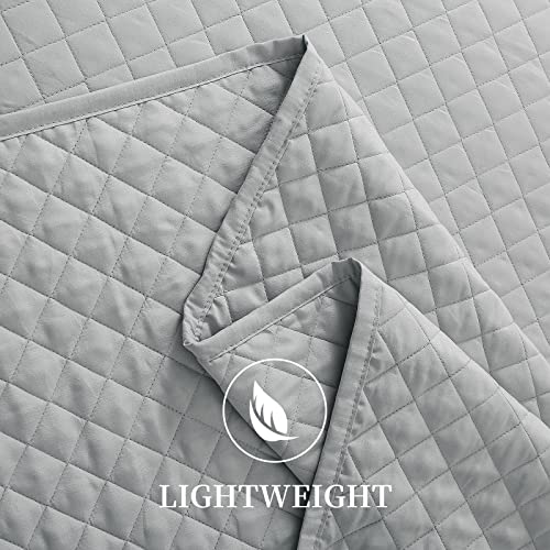 51gfdkdbxkl 1.jpg HOMBYS Super King Plus 128x120 Light Grey Reversible Comforter Set Summer Lightweight Coverlet