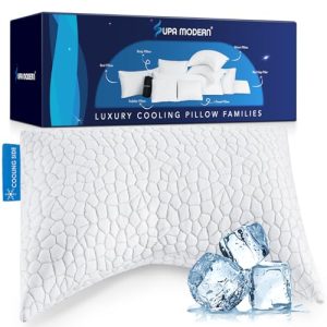 Neck and Shoulder Pain Relief Side Sleeper Pillow - Cervical Support for Hot Sleepers | Adjustable Curved Cooling Me