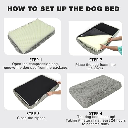 51hlndfqjgl 1.jpg MIHIKK Large Orthopedic Dog Bed for Anxiety, Removable Washable Cover, Waterproof, 35x22 Inch, Gray MIHIKK Large Egg C