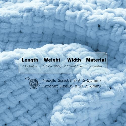 51hnxsopell 1.jpg Chunky Chenille Yarn for Baby Blankets & Home Decor (Milky White)