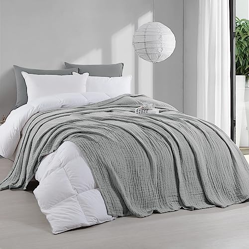51houheg4ll 3.jpg HOMBYS Oversized King Muslin Blanket for Summer, Extra Large (120x120), Ultra Lightweight Cotton Sheets | HOMBYS Gia