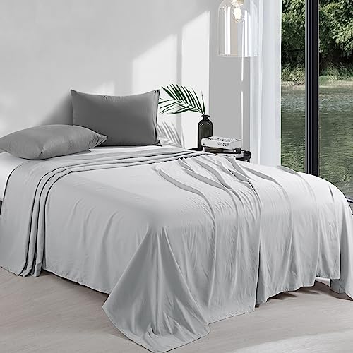 51hvxtbwmjl 1.jpg HOMBYS Light Grey Oversized King Flat Sheets for Soft & Durable Sleep, Perfect for Summer Nights, 120 in x120 in | H