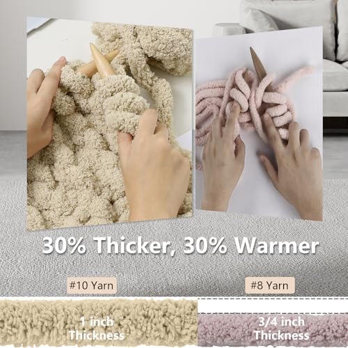 51ibamjrt0l.jpg Cozyful #10 Khaki Chunky Yarn for Hand Knitting & Crocheting, Super Bulky Knit Blanket Yarn, 8 Skein Pack (25 yds 8 oz E