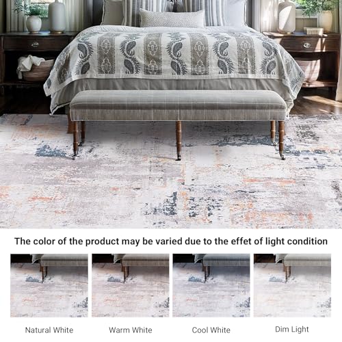 51inl7rqbjl 1.jpg Modern Boho Area Rug for Living Room & Bedroom - Large Non-Shedding Carpet (Khaki, 10x14 ft) | Non-Slip HOMBYS Area