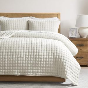 WDCOZY Ivory California Oversized Cal King Size Quilt Bedding Sets for All Season Lightweight Soft Bedspread Coverlet Be