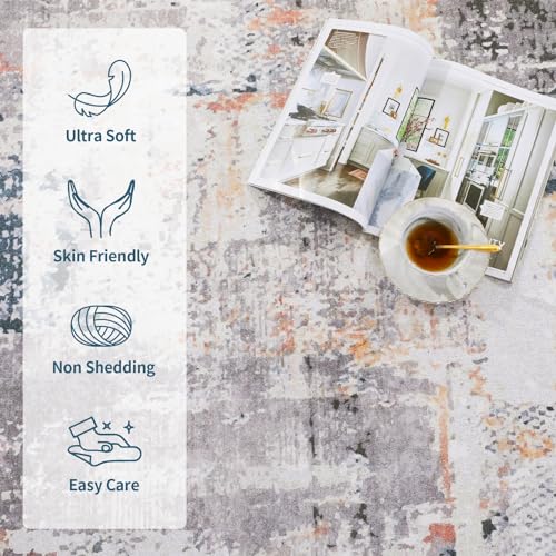 51jbxgn pl 1.jpg Modern Boho Area Rug for Living Room & Bedroom - Large Non-Shedding Carpet (Khaki, 10x14 ft) | Non-Slip HOMBYS Area