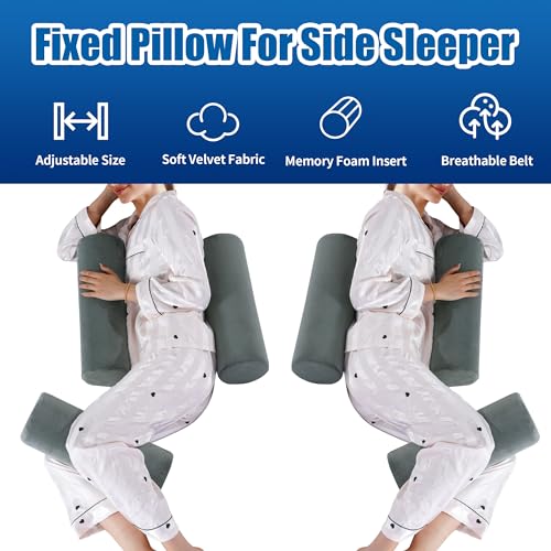 51jdutk5asl 4.jpg Memory Foam Supportive Trainer Body Positional Pillow with Knee Pillow Set for Side Sleepers | Roll Cylinder Pillow
